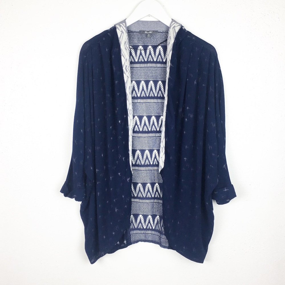 Miss Me Size XS Navy Blue Tribal Open Cardigan